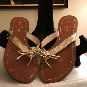 Kate Spade Gold Sparkle Bow Flip Flop Sandal